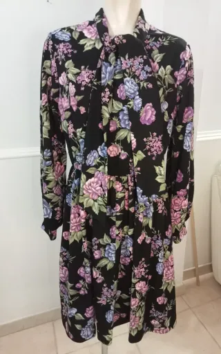 Vestito vintage floreale nero