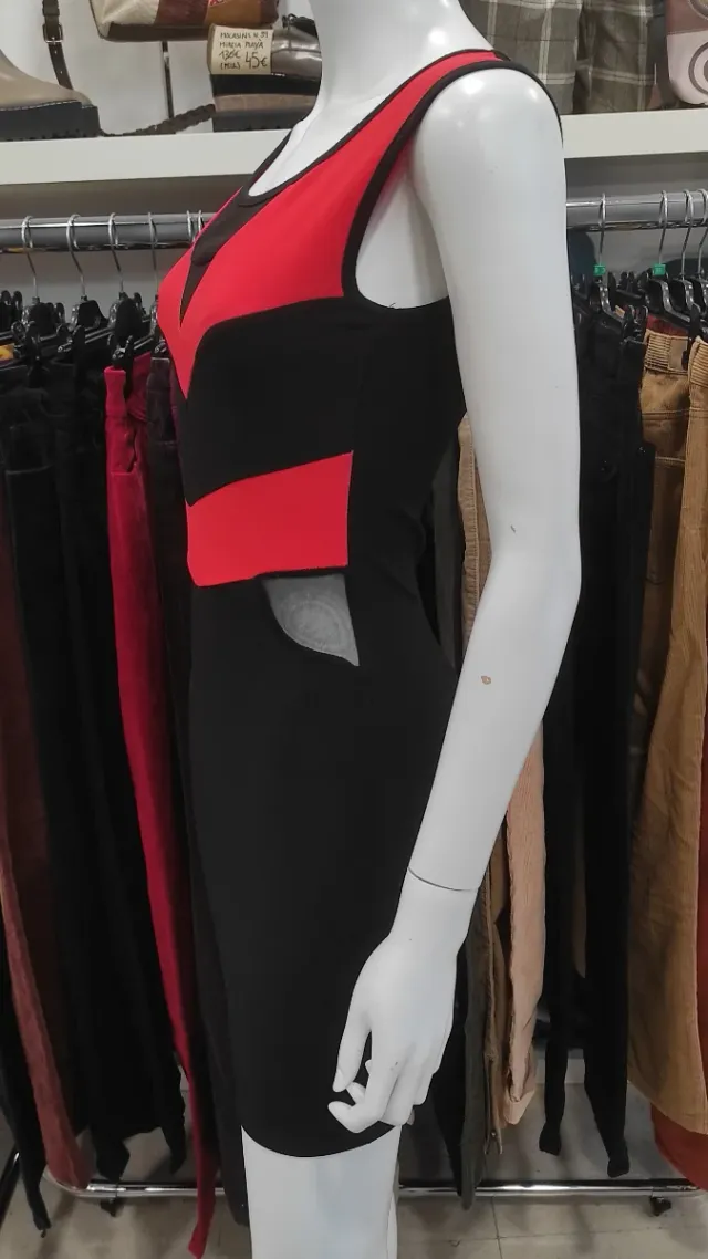 Vestito Amisu Nero e Rosso Taglia S
