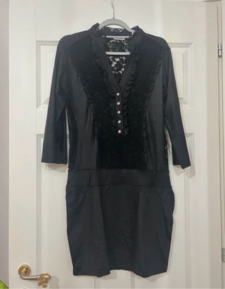 Abito nero con strass e pizzo taglia L/XL