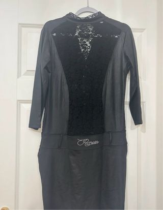 Abito nero con strass e pizzo taglia L/XL