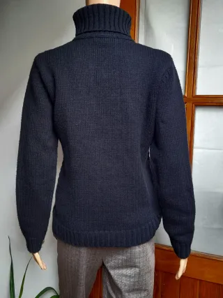 Jersey punto trenzado de lana y cuello alto