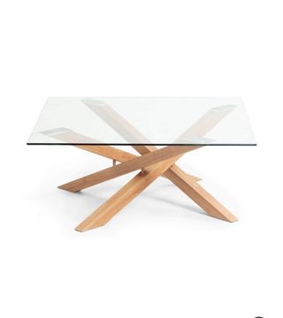 Tavolo da pranzo in vetro e legno