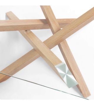 Tavolo da pranzo in vetro e legno