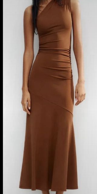 Vestido asimétrico Zara marrón