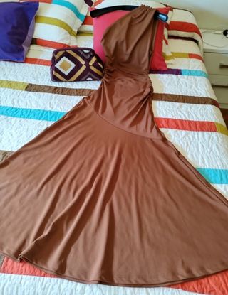 Vestido asimétrico Zara marrón