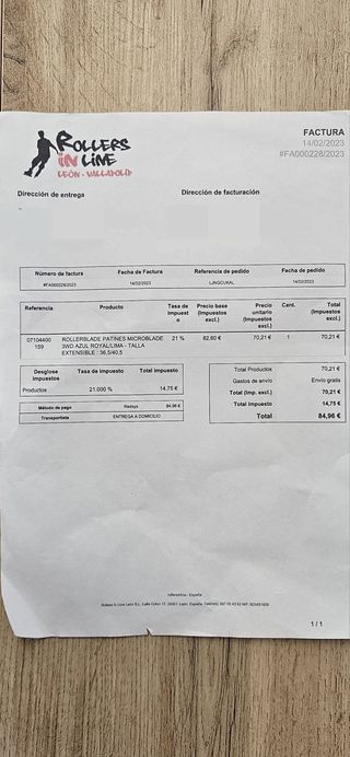 Patines Rollerblade Microblade 3WD Talla 36.5-40.5
