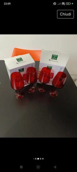 Set 4 Calici Rossi in Vetro