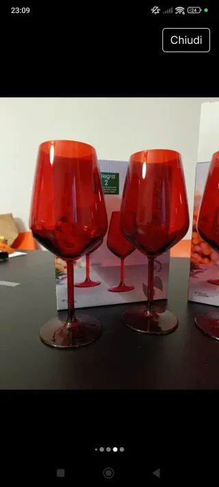 Set 4 Calici Rossi in Vetro