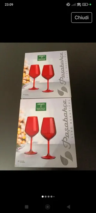 Set 4 Calici Rossi in Vetro