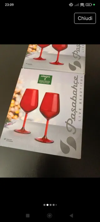 Set 4 Calici Rossi in Vetro