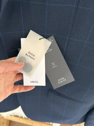 Americana Mango a cuadros azul