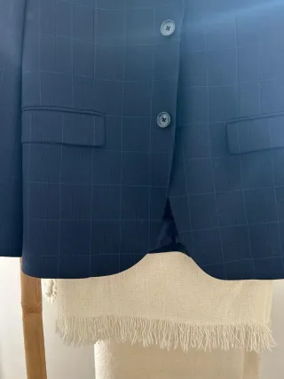 Americana Mango a cuadros azul