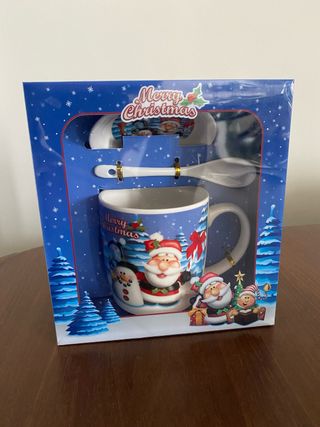Tazza natalizia con cucchiaino e piattino abbinati
