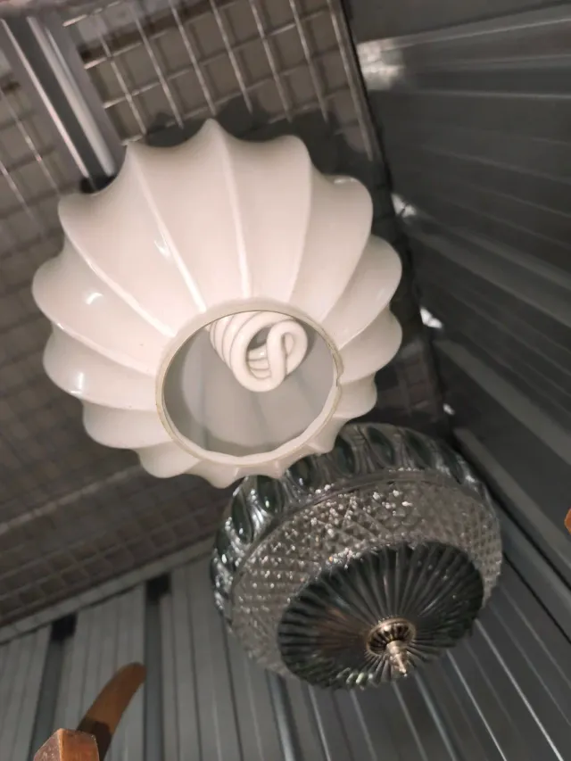 Lampada a sospensione vintage arancione e bianca