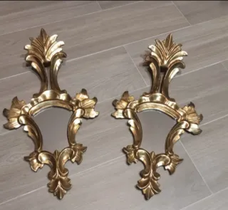 Coppia di antichi specchi Cornucopia dorati