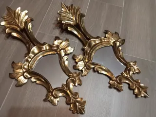 Coppia di antichi specchi Cornucopia dorati