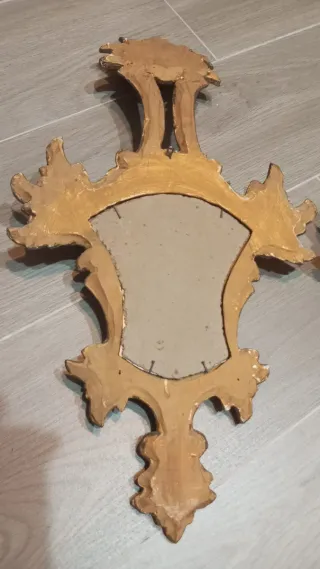 Coppia di antichi specchi Cornucopia dorati