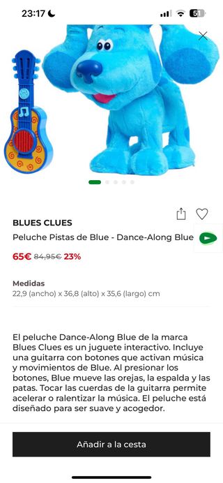 Peluche Blue Interactivo con Guitarra