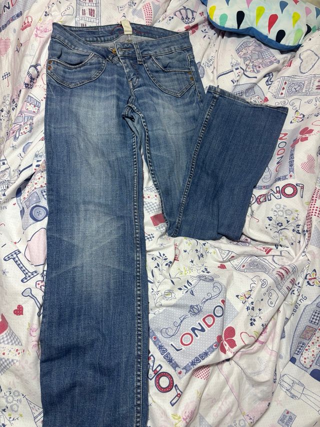 Pantalón tiro bajo vintage azul