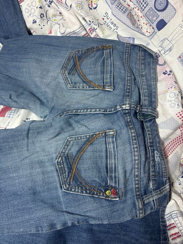 Pantalón tiro bajo vintage azul