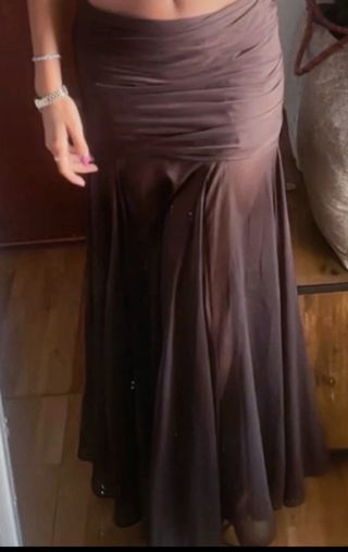 Falda larga Zara marrón