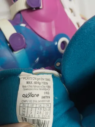 Patines infantiles rosas y morados