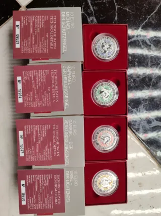 Colección 4 Monedas 10€ Plata Arcángeles