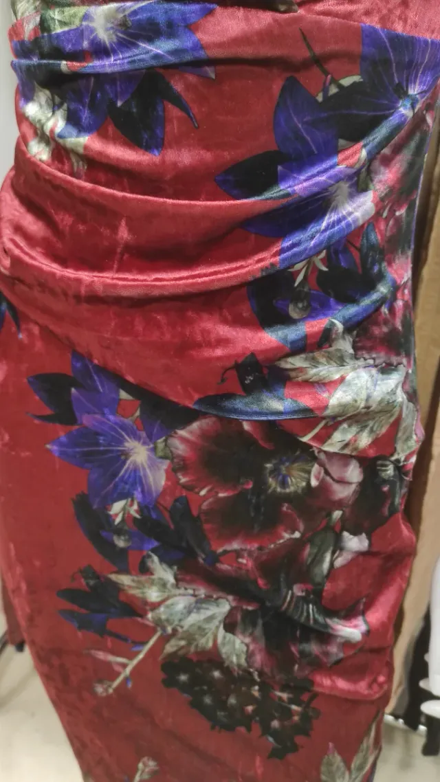 Abito in velluto con stampa floreale taglia 36