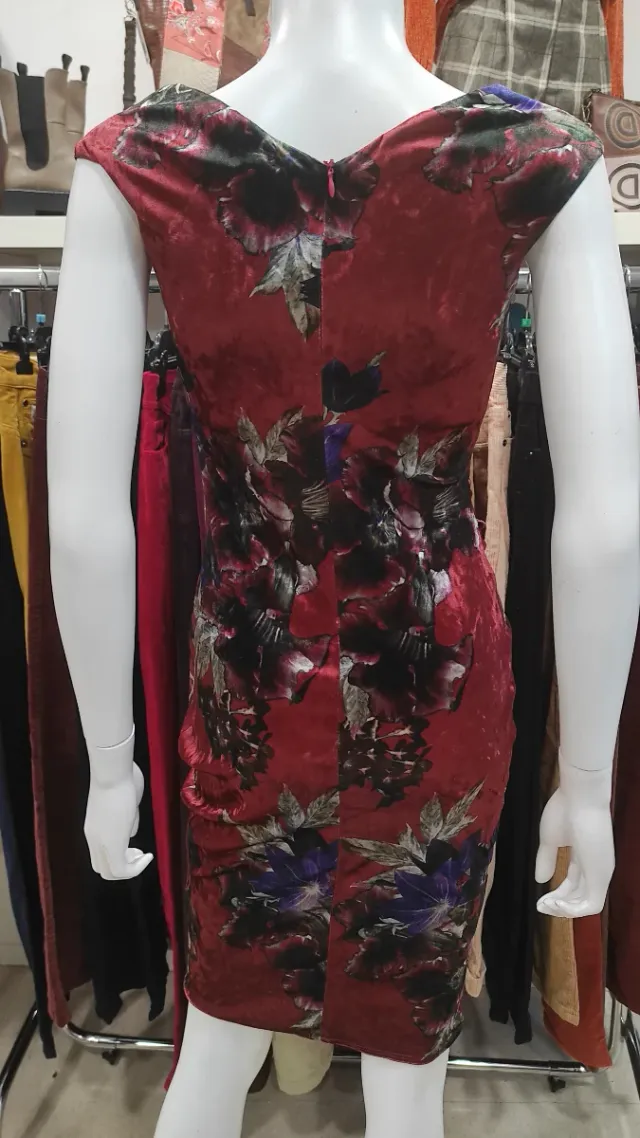 Abito in velluto con stampa floreale taglia 36