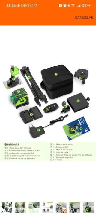 Nivel Láser Autonivelante 360° con Trípode