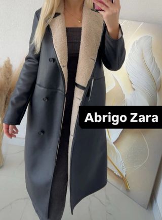 Abrigo doble faz Zara negro y beige TALLA GRANDE