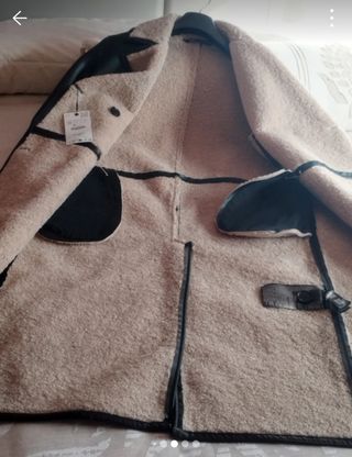 Abrigo doble faz Zara negro y beige TALLA GRANDE