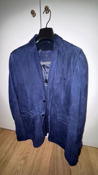 Americana Ante Piel Massimo Dutti Azul