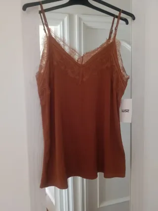 Camisa lencera encaje marrón talla S