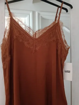 Camisa lencera encaje marrón talla S