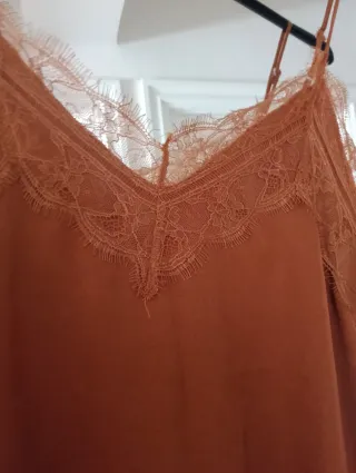 Camisa lencera encaje marrón talla S