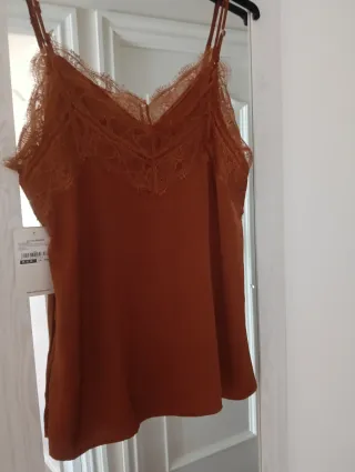 Camisa lencera encaje marrón talla S