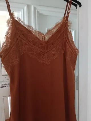 Camisa lencera encaje marrón talla S