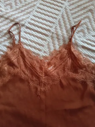 Camisa lencera encaje marrón talla S