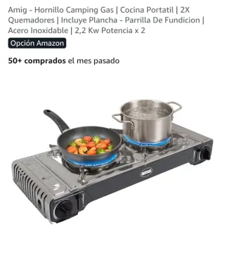 Fornello a gas da campeggio AMIG 2 fuochi