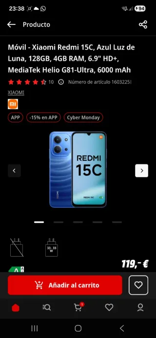 Xiaomi Redmi 15C Azul 128GB