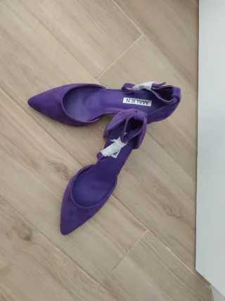 Zapatos tacón antelina morada talla 41