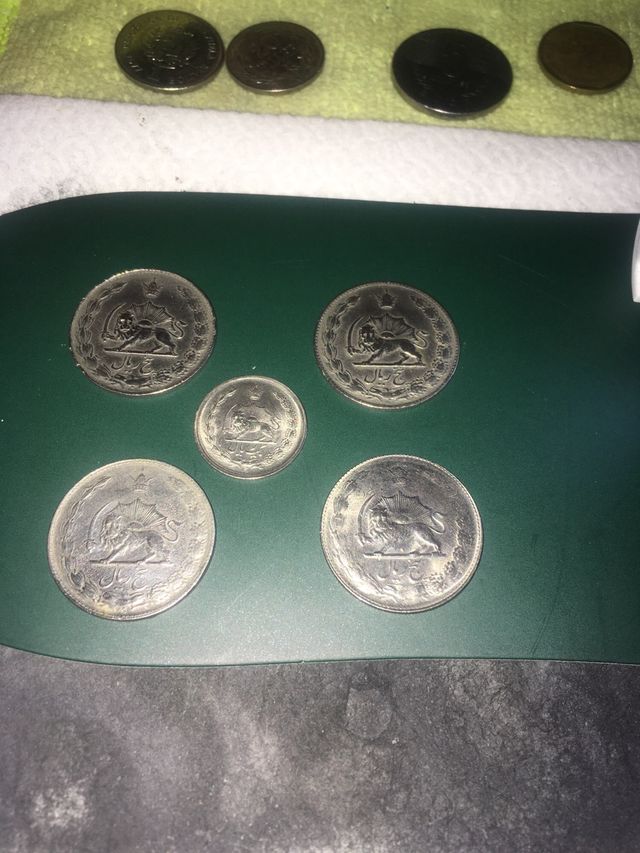 5 Monedas Riales Irán Sha Reza Palevi