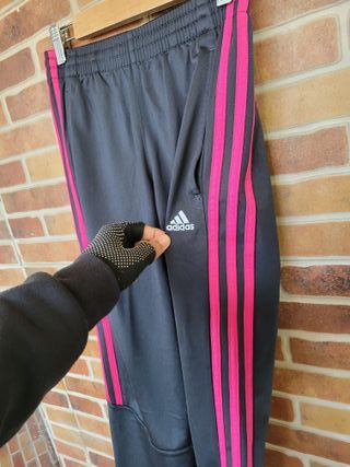Pantalón chándal niña Adidas negro rosa
