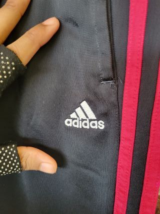 Pantalón chándal niña Adidas negro rosa