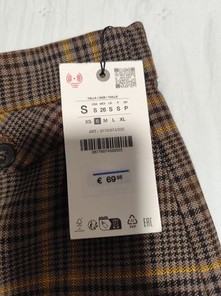 Pantalón cuadros Zara Talla S