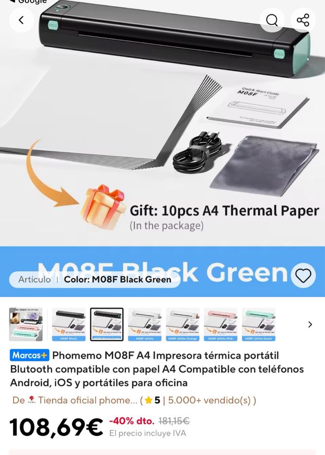 Impresora Térmica Portátil Phomemo