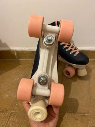 Patines Oxelo 4 ruedas azul y rosa