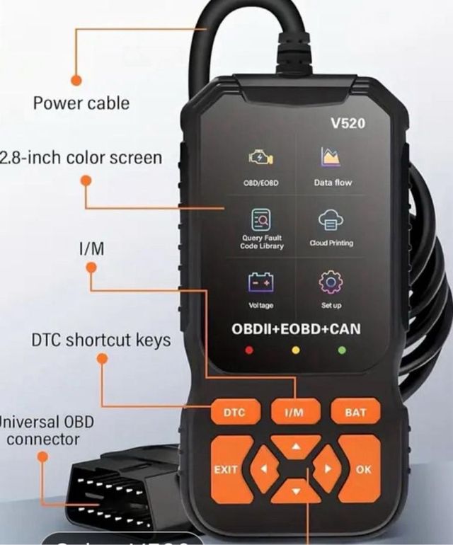Máquina de diagnóstico V520 OBDII+EOBD+CAN