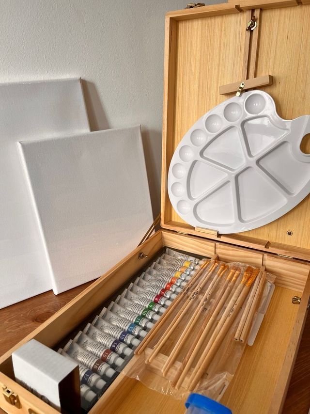 Maleta de desenho com cavalete de mesa